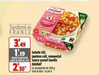 Coccimarket Salade xxl jambon cuit, emmental sauce yaourt basilic daunat offre