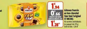Coccimarket Gâteaux fourrés au bon chocolat tam tam l'original st michel offre
