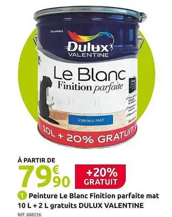 Mr Bricolage Peinture le blanc finition parfaite mat dulux valentine offre