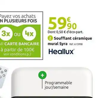 Mr Bricolage Soufflant céramique mural syra heallux offre