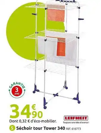 Mr Bricolage Séchoir tour tower 340 leifheit offre