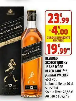Coccinelle Express Blended Scotch Whisky 12 D'âge Black Label Johnnie Walker offre