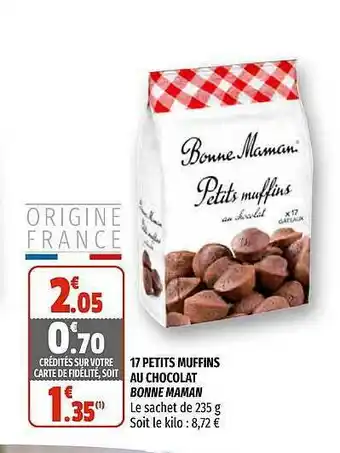 Coccimarket 17 Petits Muffins Au Chocolat Bonne Maman offre