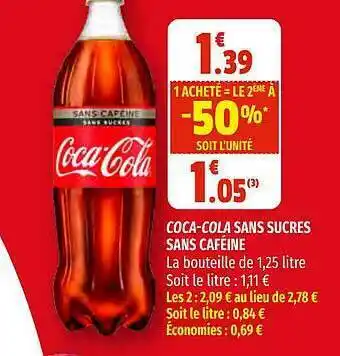 Coccinelle Express Coca-cola Sans Sucres Sans Caféine offre