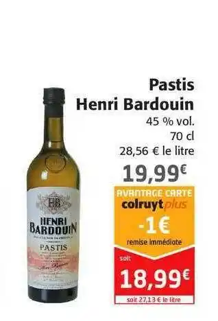 Colruyt Pastis Henri Bardouin offre