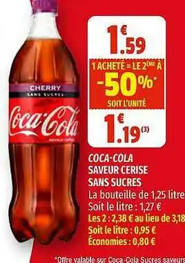 Coccinelle Express Coca-cola Saveur Cerise Sans Sucres offre
