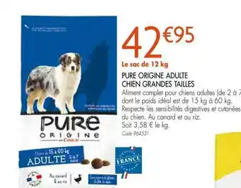 Gamm vert Pure Origine Adulte Chien Grandes Tailles offre