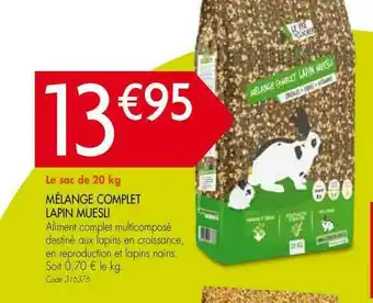 Gamm vert Mélange Complet Lapin Muesli offre