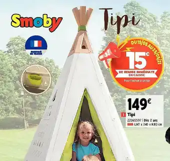 JouéClub Tipi Smoby offre