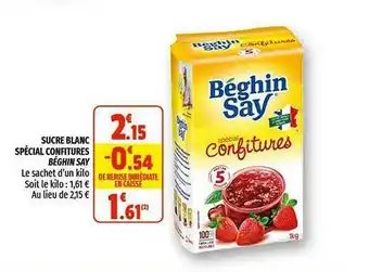 Coccinelle Supermarché Sucre Blanc Spécial Confitures Béghin Say offre