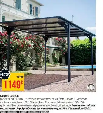 Bricorama Carport toit plat offre