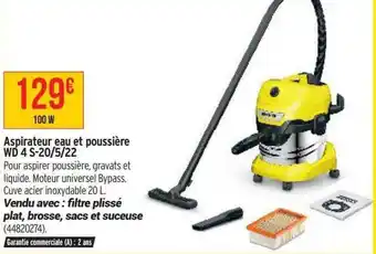 Bricorama Aspirateur eau et poussière wd 4 s-20-5-22 offre