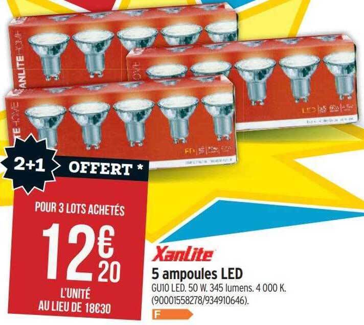 Promo 5 ampoules led xanlite chez Bricorama