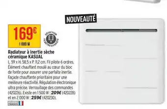 Bricorama Radiateur à inertie sèche céramique kasual offre
