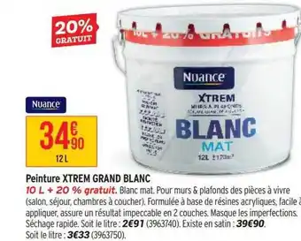 Bricorama Peinture xtreme grand blanc nuance offre