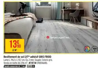 Bricorama Revêtement de sol lvt adhésif gris froid offre