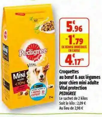 Coccinelle Supermarché Croquettes au boeuf & aux légumes pour chien mini adulte vital protection pedigree offre