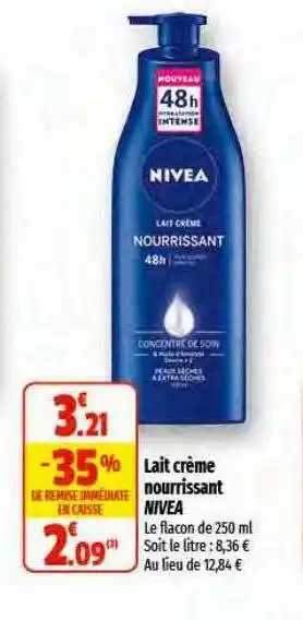 Coccinelle Supermarché Lait crème nourrissant nivea offre