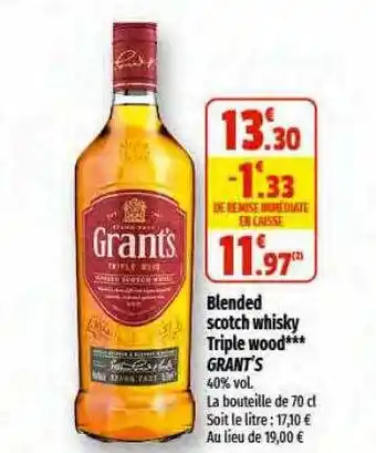 Blended scotch wisky triple wood*** grant's