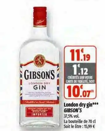 Coccinelle Supermarché London dry gin gibson's offre