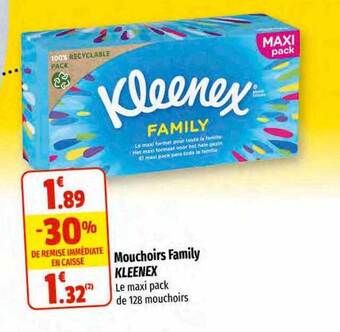Coccinelle Supermarché Mouchoirs family kleenex offre