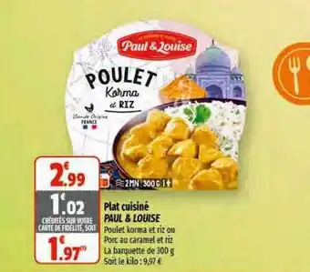 Coccinelle Supermarché Plat cuisiné paul & louise offre