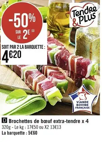 Casino Supermarchés Brochettes de bœuf extra-tendre x4 offre