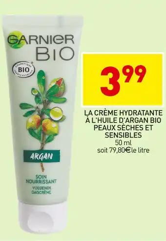 Stokomani Garnier la crème hydratante à l'huile d'argan bio peaux sèches et sensibles offre