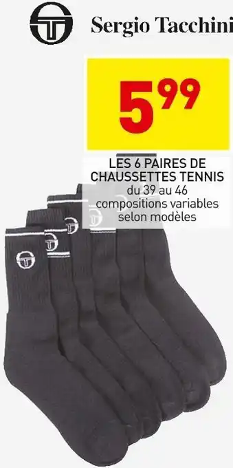 Stokomani Sergio tacchini les 6 paires de chaussettes tennis offre