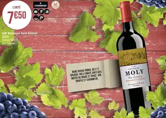Géant Casino Château moly aop montagne-saint-emilion 2020 offre