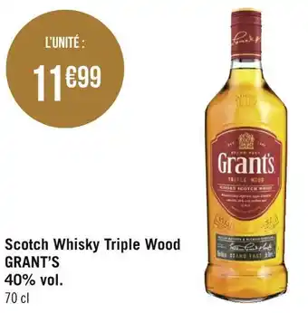 Géant Casino Grant’s scotch whisky triple wood 40% vol. offre