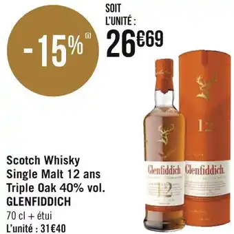 Géant Casino Glenfiddich scotch whisky single malt 12 ans triple oak 40% vol. offre