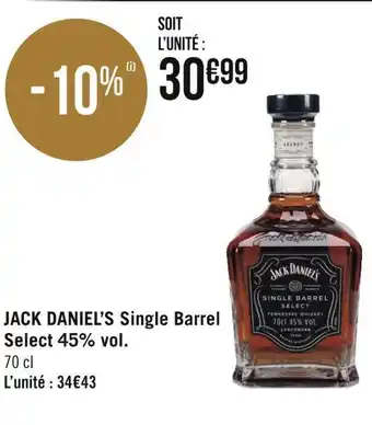 Géant Casino Jack daniel’s jack daniel’s single barrel select 45% vol. offre