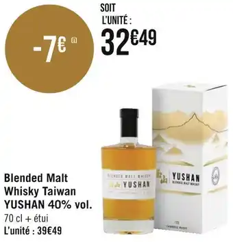 Géant Casino Yushan blended malt whisky taiwan 40% vol. offre