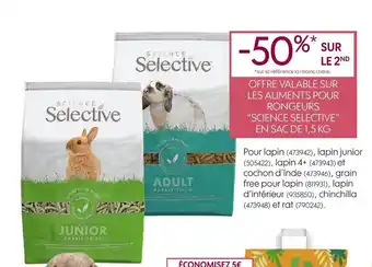 Truffaut Science selective bon plan sur les aliments pour rongeurs “science selective” en sac de 1,5 kg offre