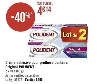 POLIDENT crème adhésive pour prothèse dentaire original
