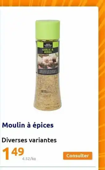 Action Moulin à épices offre