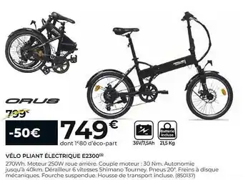 Feu Vert Velo pliant électrique e2300 orus offre