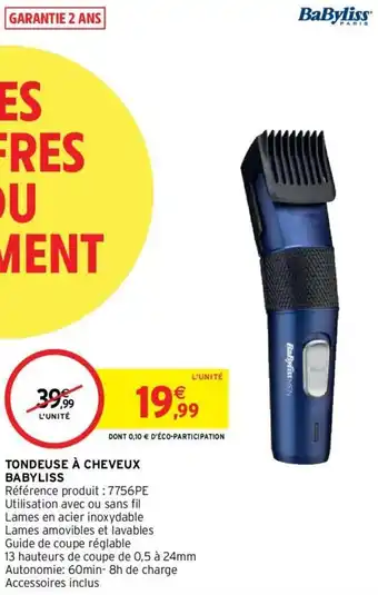 Intermarché Tondeuse à cheveux babyliss offre