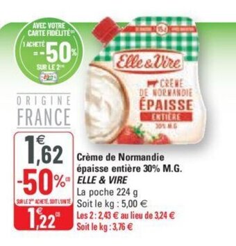 ELLE & VIRE crème de normandie épaisse entière 30% M.G.
