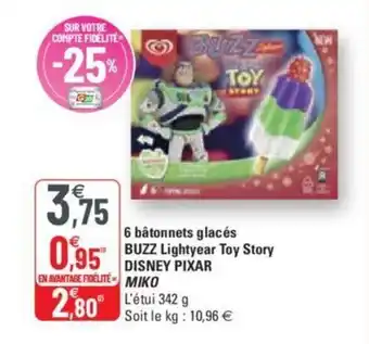 MIKO 6 bâtonnets glacés buzz lightyear toy story disney pixar