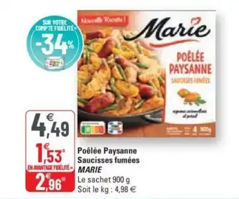 G20 MARIE poêlée paysanne saucisses fumées offre
