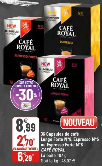 G20 36 capsules de café Lungo Forte N8,Espresso N5 offre