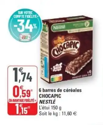 G20 NESTLÉ 6 barres de céréales chocapic offre