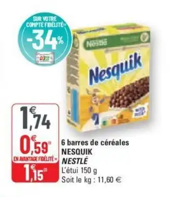 NESTLÉ 6 barres de céréales nesquik