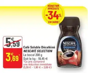 G20 NESCAFÉ SELECTION café soluble décaféiné offre