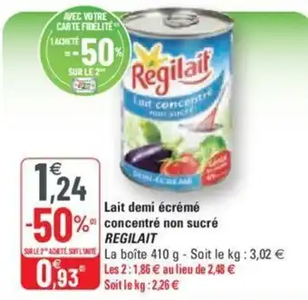 G20 REGILAIT lait demi écrémé concentré non sucré offre
