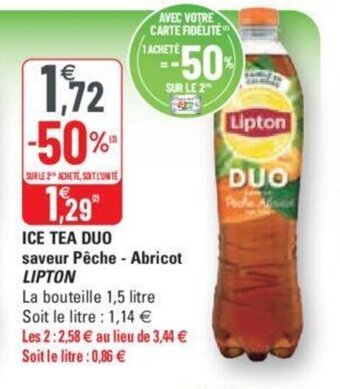 G20 LIPTON ice tea duo saveur pêche - abricot offre