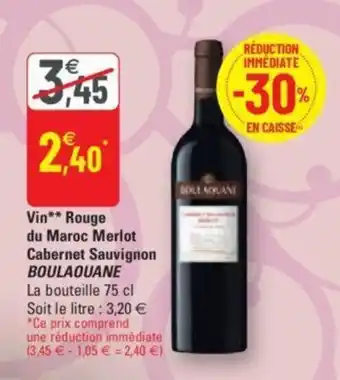 G20 BOULAOUANE vin rouge du maorc merlot cabernet sauvignon offre