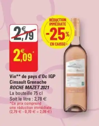 G20 ROCHE MAZET 2021 vin de pays d'oc igp cinsault grenache offre